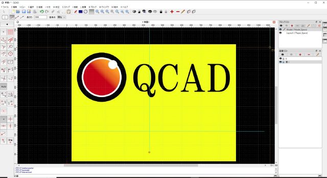 QCAD画面　illustratorのjpeg画層を入れたところ